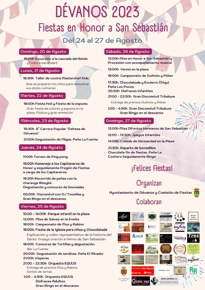 Fiestas patronales en honor a San Sebastián 2023 Dévanos